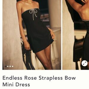 Endless Rose Black Strapless Dress with Bow Accent